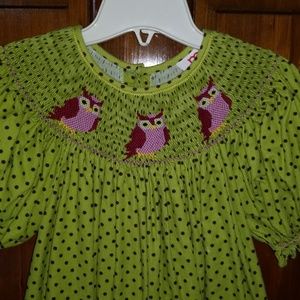 Mom & Me smocked dress with owls